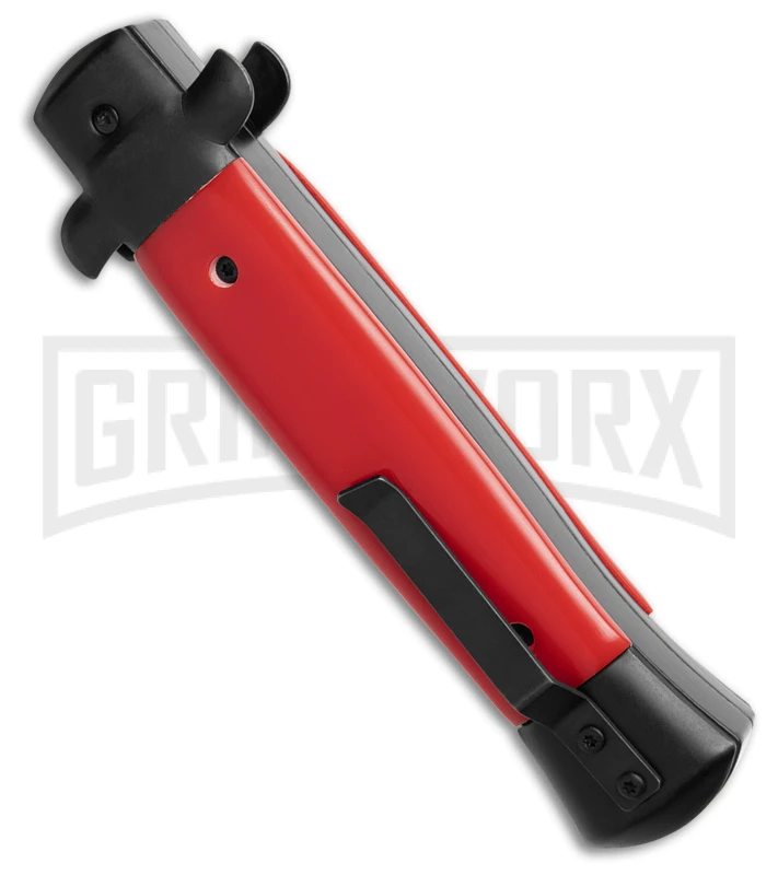 Mago 9" Red Bayonet Italian Stiletto OTF Automatic Knife W/Clip - Satin Plain - Image 3