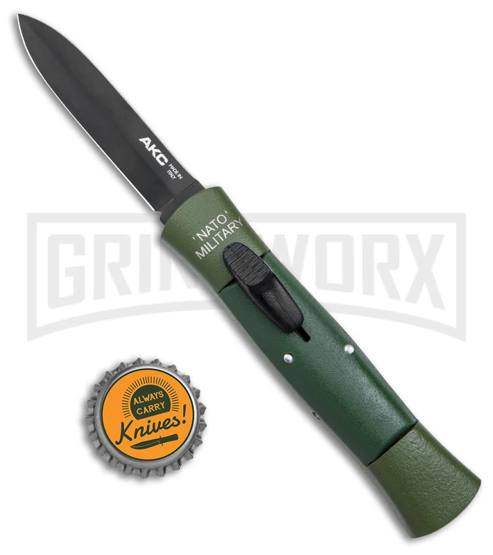 AKC 007 Concord NATO Military OD Green OTF Automatic Knife - Black Dagger - Image 4