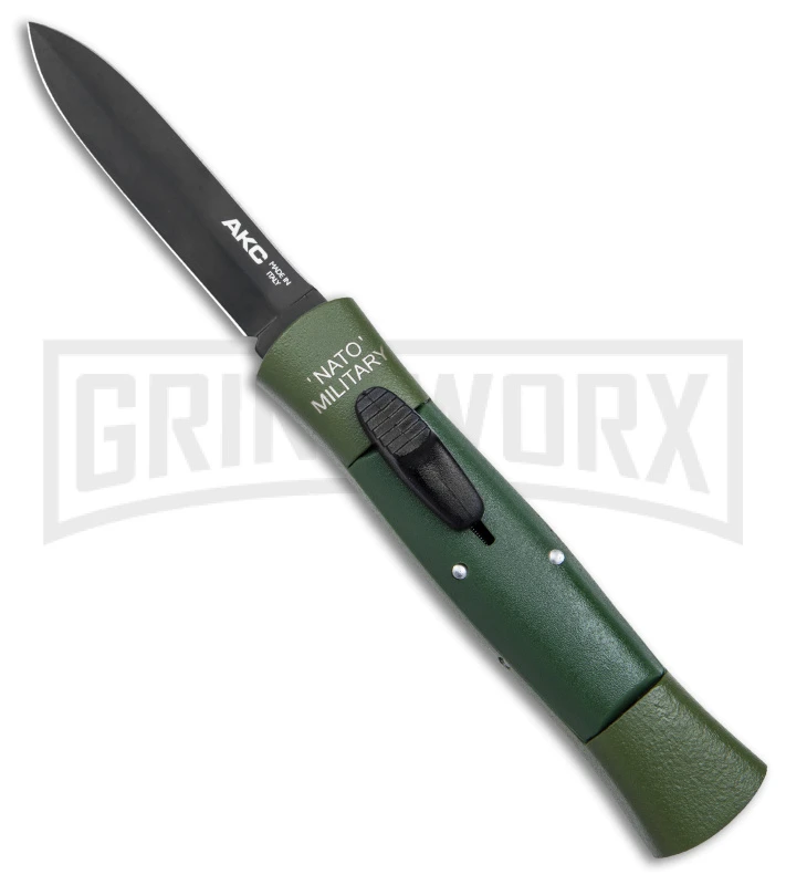AKC 007 Concord NATO Military OD Green OTF Automatic Knife - Black Dagger
