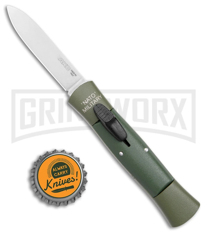 AKC 007 Concord NATO Military OD Green OTF Automatic Knife - Satin Flat - Image 4