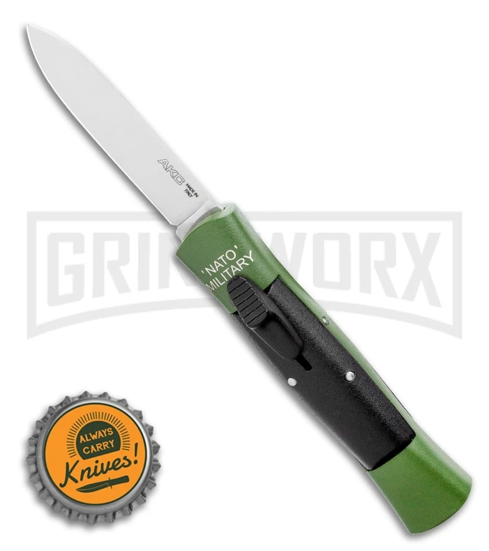 AKC Concord NATO Military Green/Black OTF Automatic Knife - Satin Flat - Image 4