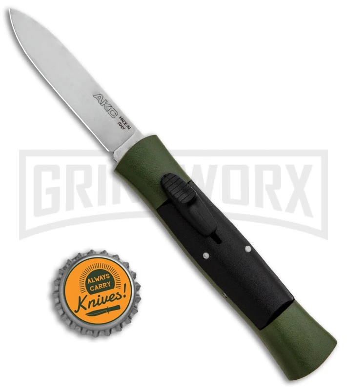 AKC 007 Concord Green/Black OTF Automatic Knife - Flat Satin - Image 4