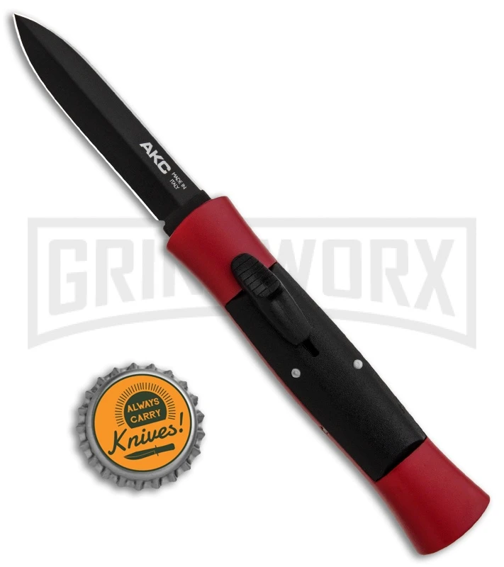 AKC 007 Concord Red/Black OTF Automatic Knife - Dagger Black - Image 4