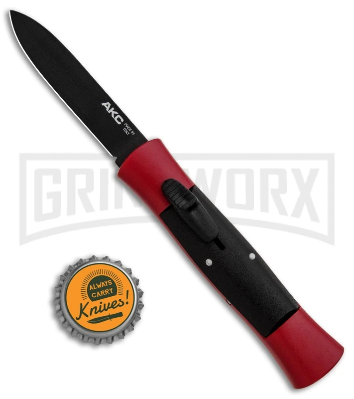 AKC 007 Concord Red/Black OTF Automatic Knife - Flat Black - Image 4