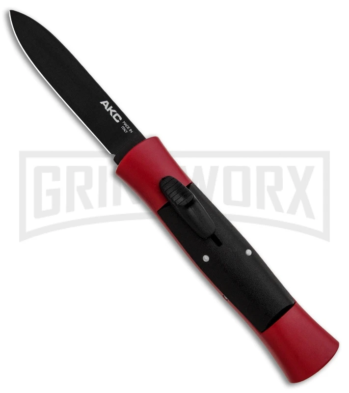 AKC 007 Concord Red/Black OTF Automatic Knife - Flat Black