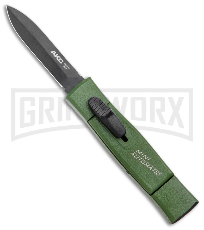 AKC Minion Nato Green OTF Automatic Knife - Dagger Black Plain