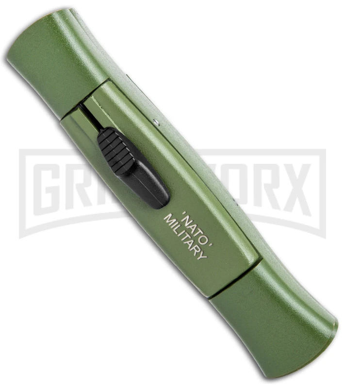 AKC 077 Concord NATO Military Green OTF Automatic Knife - Satin Plain - Image 2