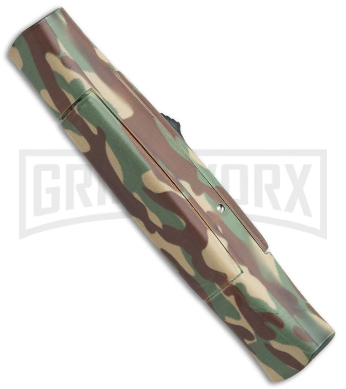 AKC 077 Concord Green Camo OTF Automatic Knife - Flat Gold Plain - Image 3