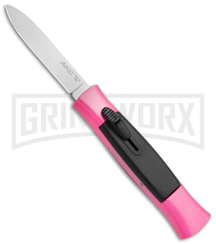 AKC 077 Concord Hot Pink OTF Automatic Knife - Flat Satin Plain