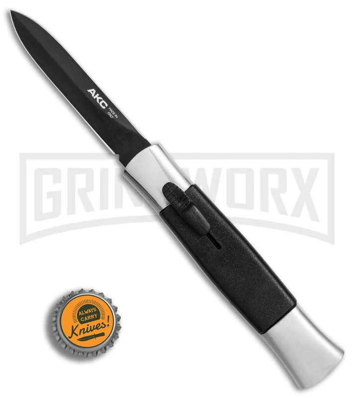 AKC 077 Concord Polish/Black OTF Automatic Knife - Dagger Black - Image 4