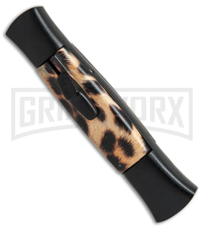 AKC 077 Concord Cheetah OTF Automatic Knife- Flat Grind Black Plain - Image 2