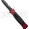 AKC 777 Blackfinger Red/Black OTF Automatic Knife - Black Plain Dagger
