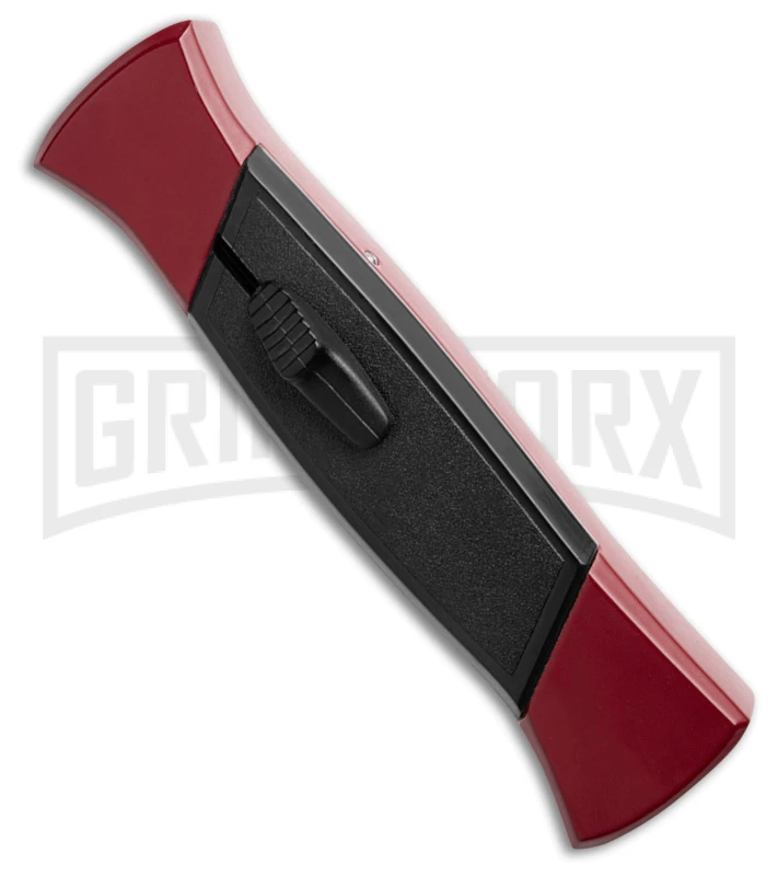 AKC 777 Blackfinger Red/Black OTF Automatic Knife - Black Plain Dagger - Image 2