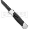 AKC 777 Blackfinger Brushed Aluminum OTF Automatic Knife - Black Tanto