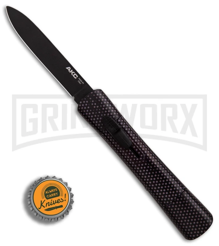 AKC Concord Full Sim Carbon Fiber OTF Automatic Knife - Flat Black - Image 4