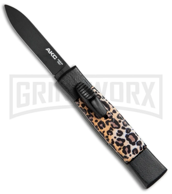 AKC Minion Concord Leopard OTF Automatic Knife - Flat Black Plain