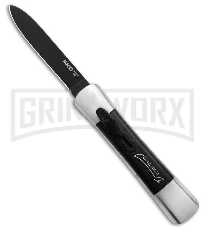 AKC Concord Polish/Black OTF Automatic Knife - Black Plain
