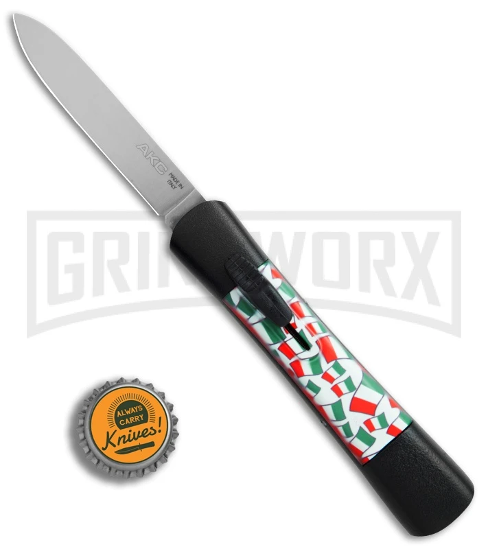 AKC Concord Italy Flag OTF Automatic Knife - Flat Satin Plain - Image 4