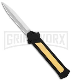 AKC F-16 Brass D/A OTF Automatic Knife - Dagger Satin Plain