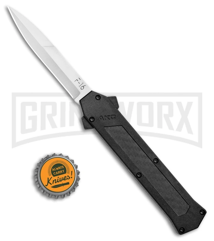AKC F-16 D/A Bayonet OTF Automatic Knife Black Carbon Fiber (3.3" Bayo) - Image 4