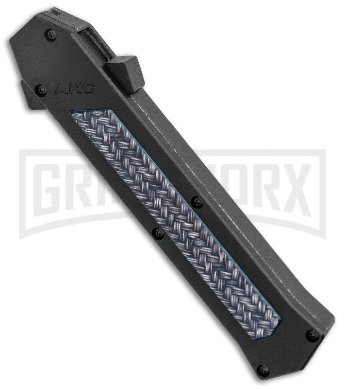 AKC F-16 Gray Weave D/A OTF Automatic Knife - Bayo Satin Plain - Image 2