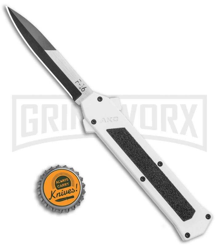 AKC F-16 White D/A OTF Automatic Knife - Bayo Two Tone Plain - Image 4