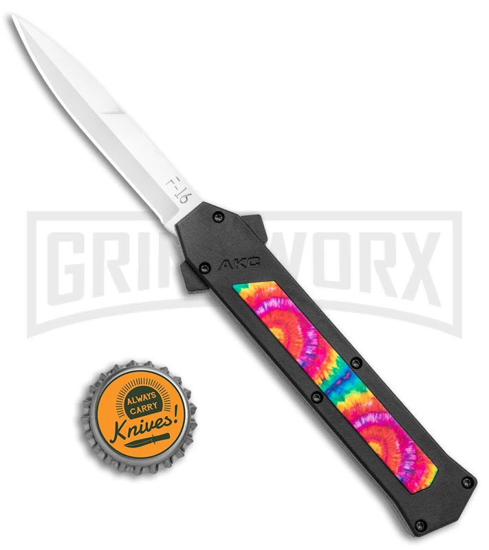 AKC F-16 Tie Dye D/A OTF Automatic Knife - Bayo Satin Plain - Image 4