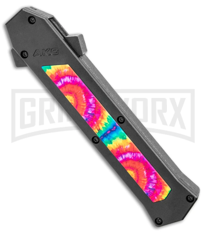 AKC F-16 Tie Dye D/A OTF Automatic Knife - Bayo Satin Plain - Image 2