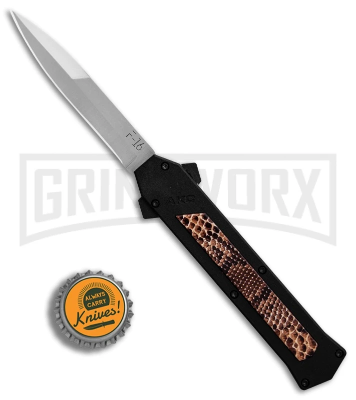 AKC F-16 Snake Skin D/A OTF Automatic Knife - Bayo Satin Plain - Image 4
