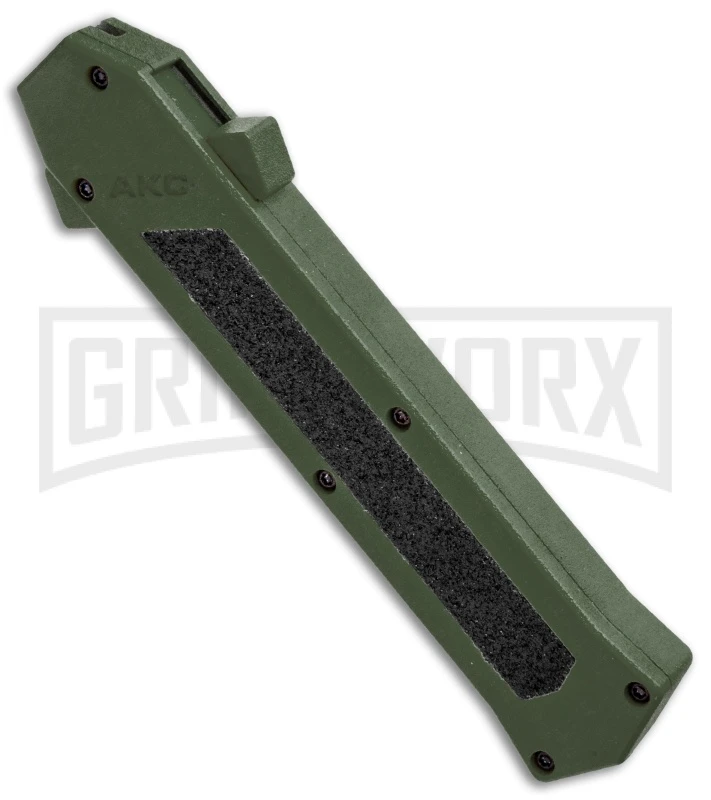 AKC F-16 Green D/A OTF Automatic Knife - Dagger Satin Plain - Image 2