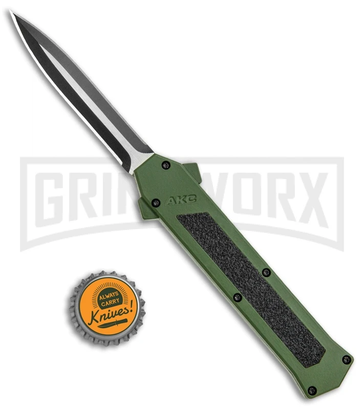 AKC F-16 Green D/A Dagger OTF Automatic Knife - Dagger Two Tone Plain - Image 4