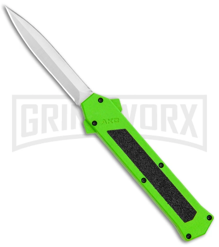 AKC F-16 Neon Green D/A OTF Automatic Knife - Dagger Satin Plain