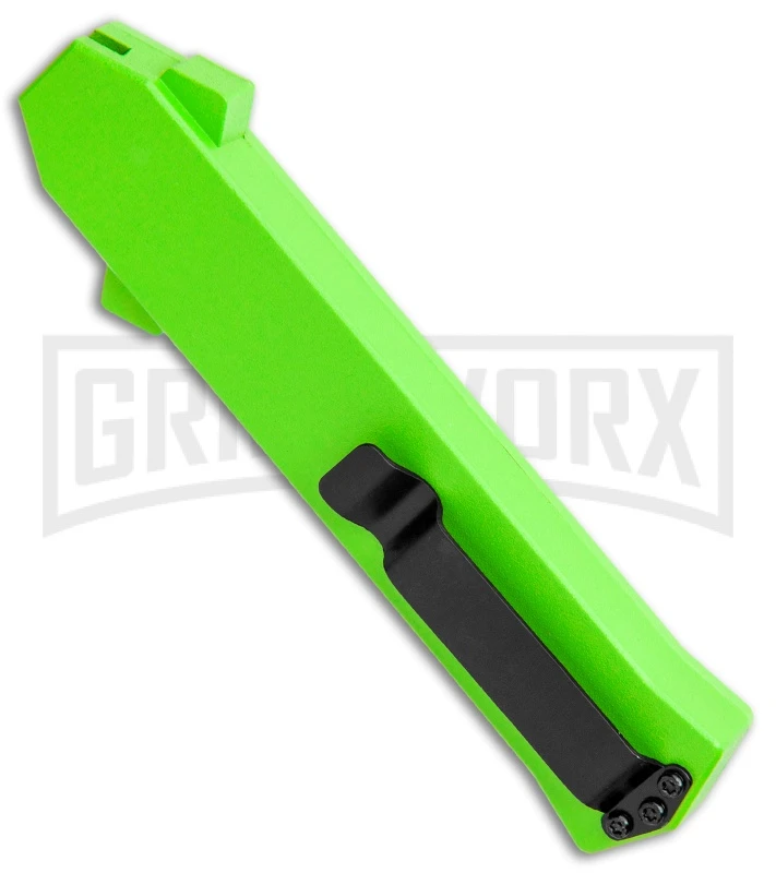 AKC F-16 Neon Green D/A OTF Automatic Knife - Dagger Satin Plain - Image 3