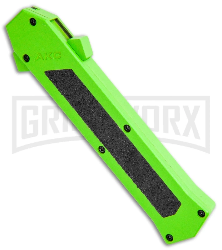 AKC F-16 Neon Green D/A OTF Automatic Knife - Dagger Satin Plain - Image 2