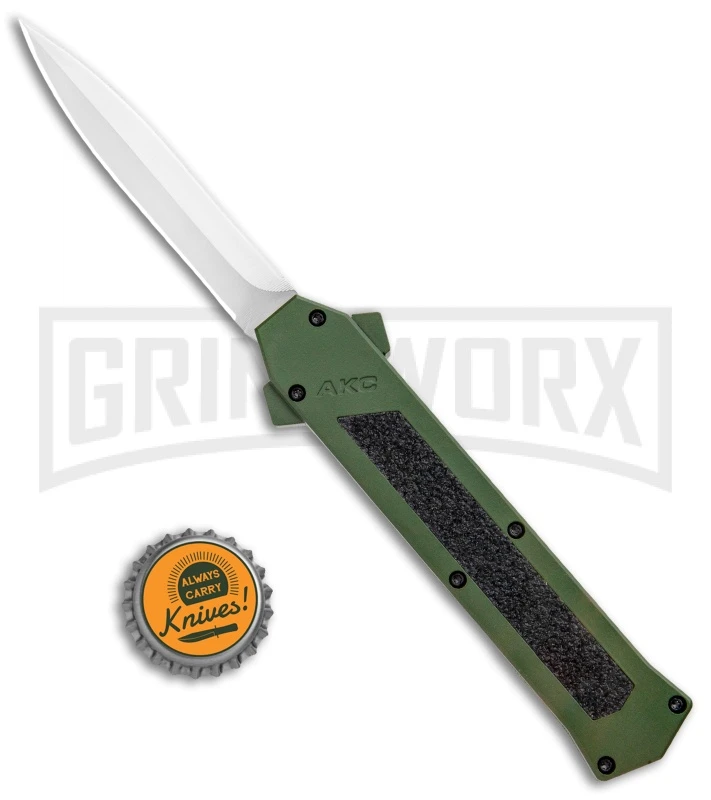 AKC F-16 OD Green D/A OTF Automatic Knife - Dagger Satin Plain - Image 4