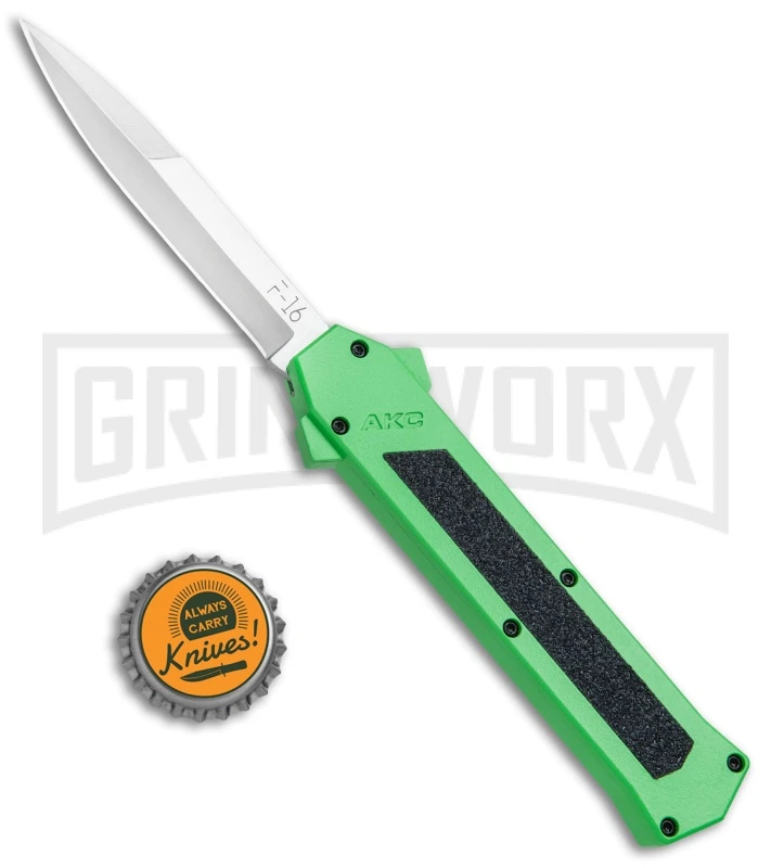 AKC F-16 Green D/A OTF Automatic Knife - Bayo Satin Plain - Image 4