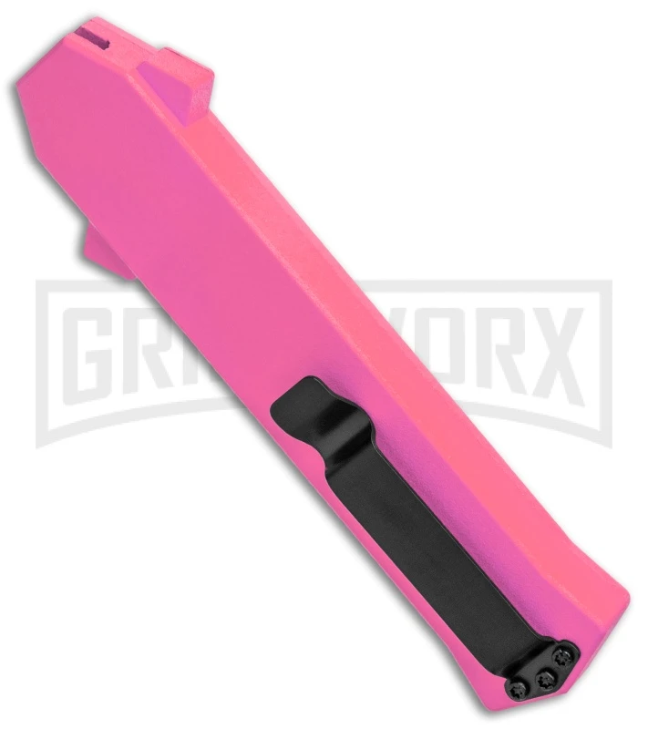 AKC F-16 Pink D/A OTF Automatic Knife - Bayonet Satin Plain - Image 3
