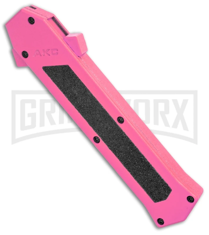 AKC F-16 Pink D/A OTF Automatic Knife - Bayonet Satin Plain - Image 2