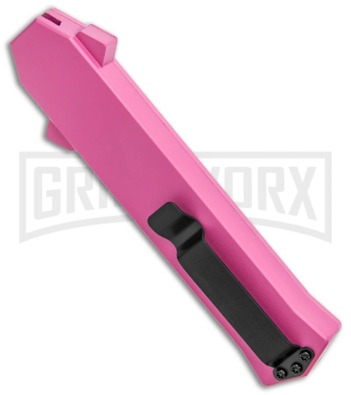 AKC F-16 Pink D/A OTF Automatic Knife - Dagger Satin Plain - Image 3
