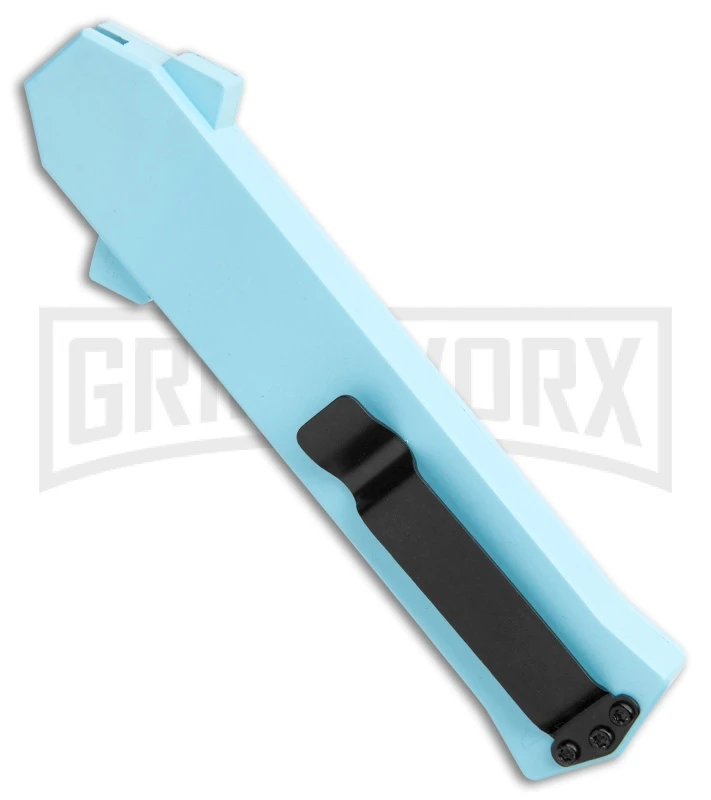 AKC F-16 Teal D/A OTF Automatic Knife - Bayonet Two Tone Plain - Image 3