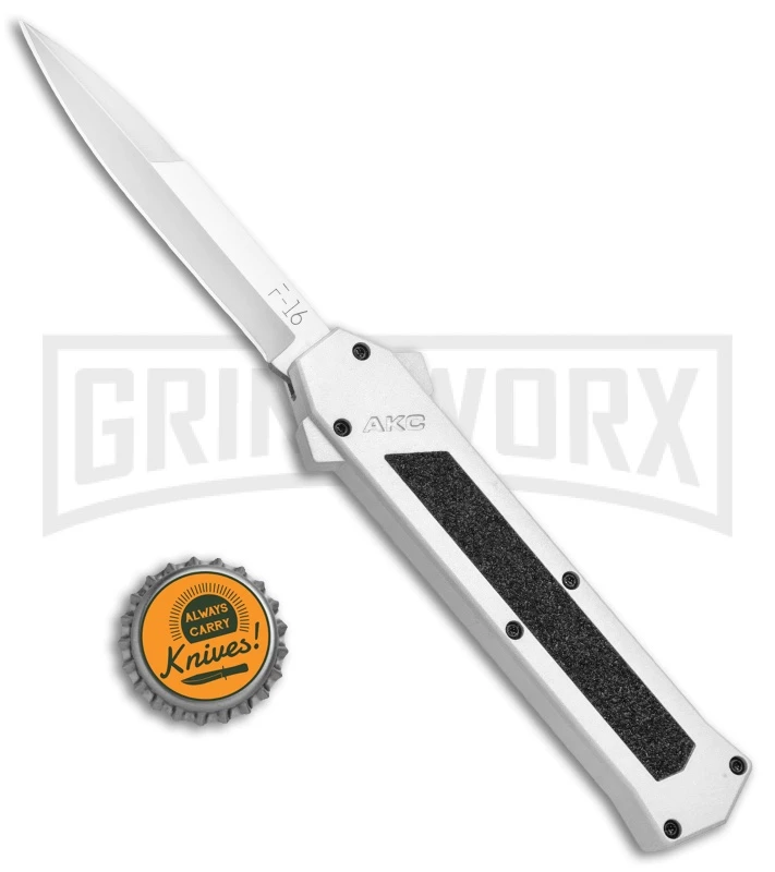 AKC F-16 White D/A OTF Automatic Knife - Bayo Satin Plain - Image 4