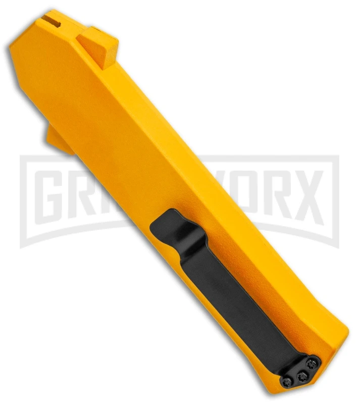 AKC F-16 Yellow D/A OTF Automatic Knife - Bayonet Satin Plain - Image 3