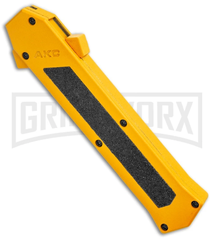 AKC F-16 Yellow D/A OTF Automatic Knife - Bayonet Satin Plain - Image 2