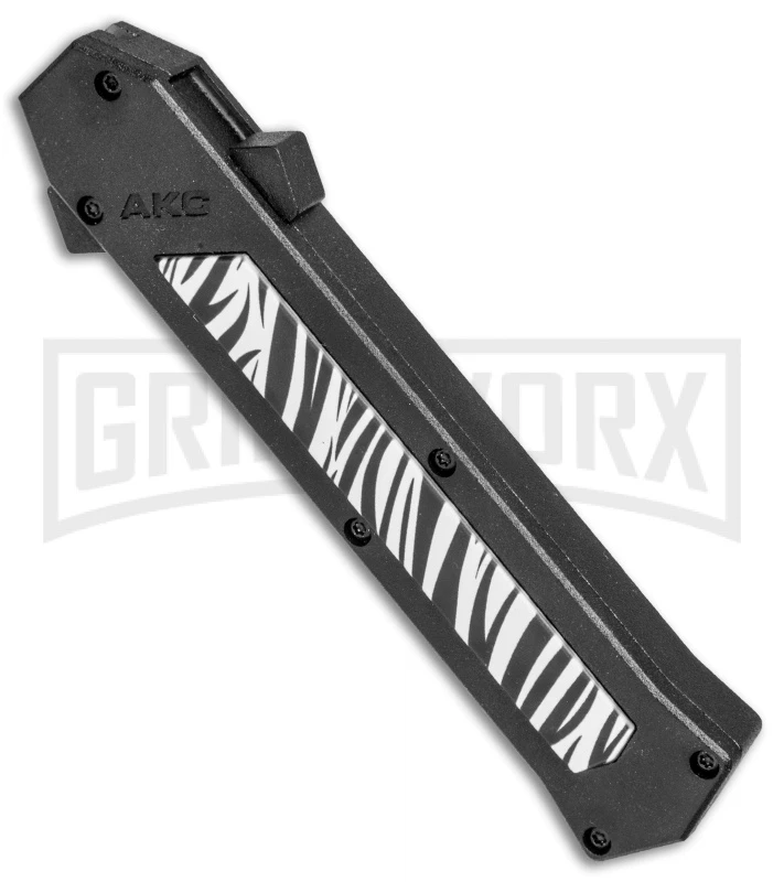 AKC F-16 Zebra D/A OTF Automatic Knife - Bayo Satin Plain - Image 2