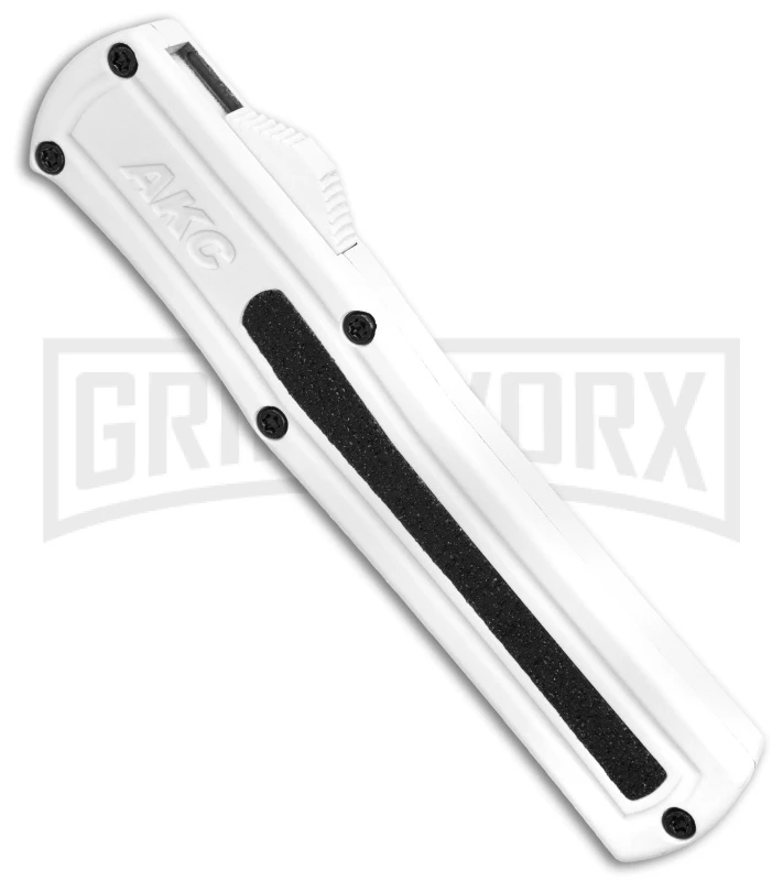 AKC F-20 White D/A OTF Automatic Knife - Spear Point Satin Plain - Image 2