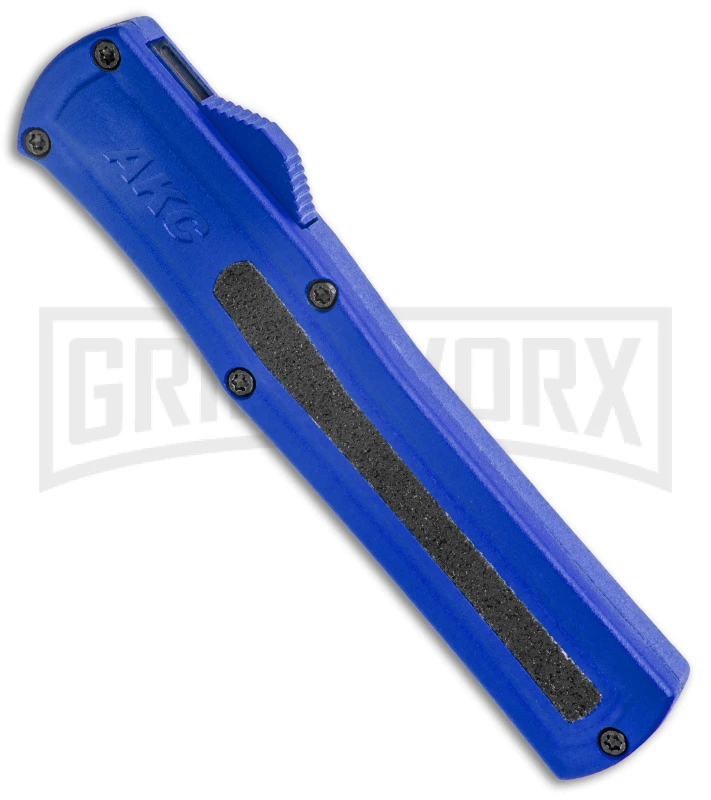 AKC F-20 Blue D/A OTF Automatic Knife - Spear Point Satin Plain - Image 2