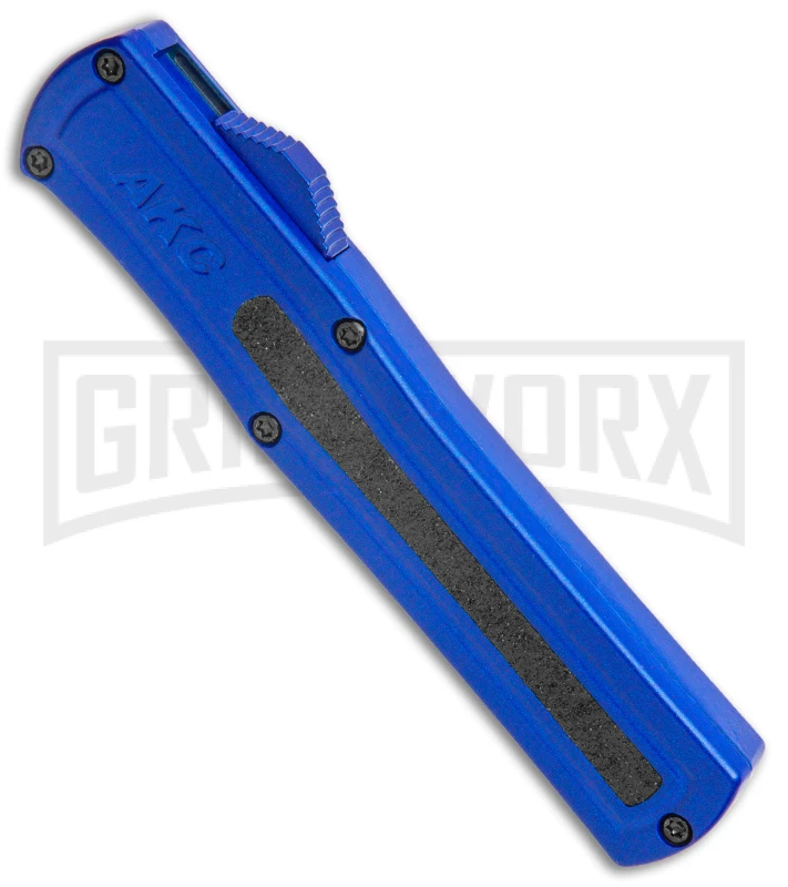 AKC F-20 Blue D/A OTF Automatic Dagger Knife - Satin Plain - Image 2
