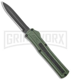 AKC F-20 OD GreenAluminum D/A OTF Automatic Knife - Dagger Black Plain