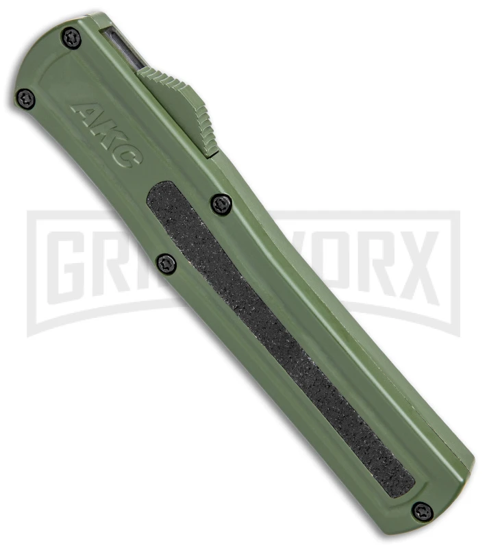 AKC F-20 OD GreenAluminum D/A OTF Automatic Knife - Dagger Black Plain - Image 2