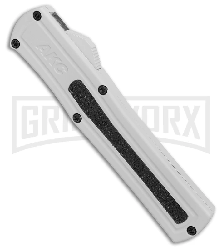 AKC F-20 White Aluminum D/A Dagger OTF Automatic Knife - Two Tone Plain - Image 2